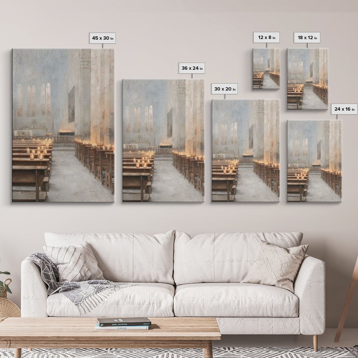 Candlelit Reverence, Framed Canvas Print, Christian Wall Art, Christian Art Work, Subtle Christian Paintings, Christian Decor For Home, Chr
