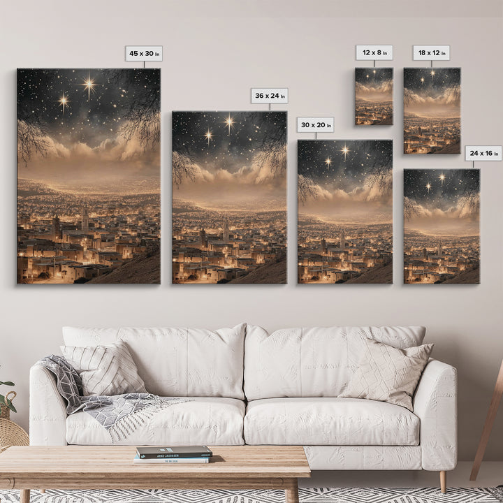 Silent Star – Framed Canvas Print – Christian Art Painting – Christmas Art Prints – Christian Wall Art – Subtle Christian Paintings