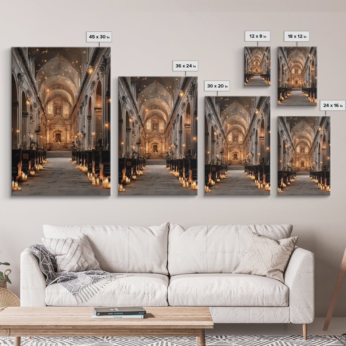 Golden Chapel Glow, Framed Canvas Print, Christian Art Canvas, Christian Wall Art, Moody Christian Art, Christian Decor, Christmas Art Prin