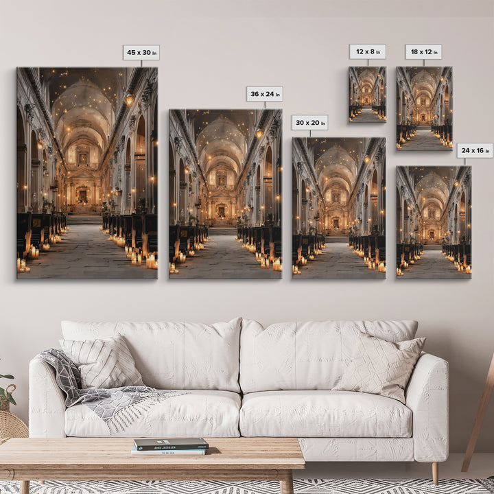 Golden Chapel Glow, Framed Canvas Print, Christian Art Canvas, Christian Wall Art, Moody Christian Art, Christian Decor, Christmas Art Prin