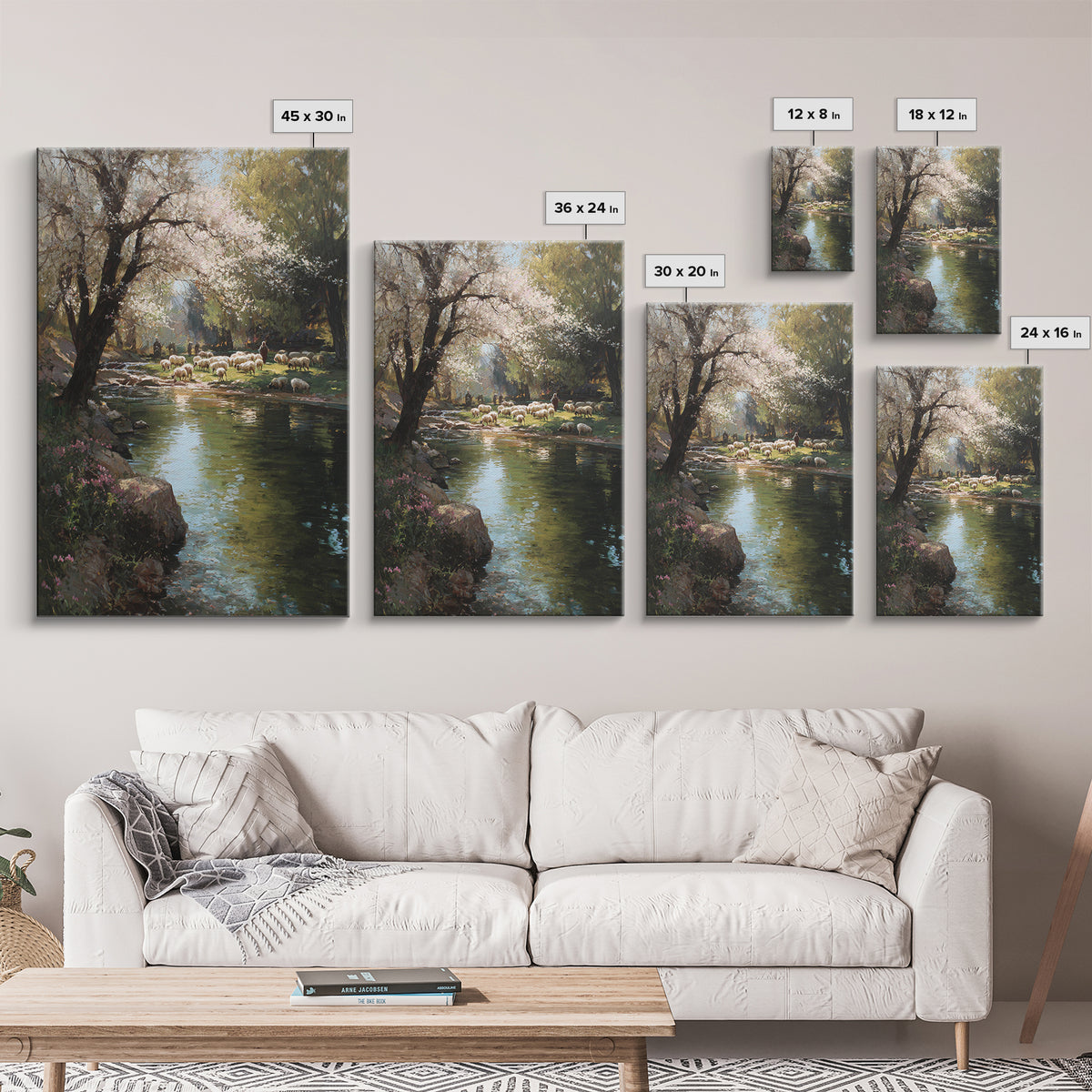 Shepherds By Morning – Framed Canvas Print – Christian Art Canvas – Christian Wall Art – Pastoral Scenery – Modern Christian Art – Christia