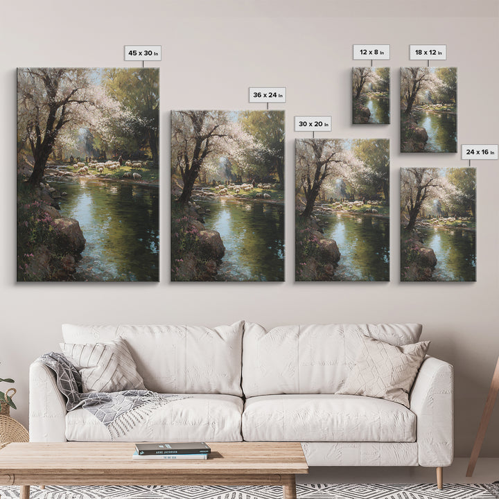 Shepherds By Morning – Framed Canvas Print – Christian Art Canvas – Christian Wall Art – Pastoral Scenery – Modern Christian Art – Christia