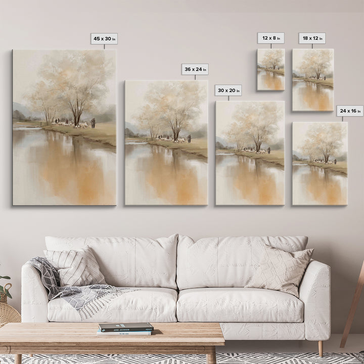 Quiet Pasture Daybreak | Framed Canvas Print | Christian Art Canvas | Christian Wall Art | Subtle Christian Art | Christian Decor For Home