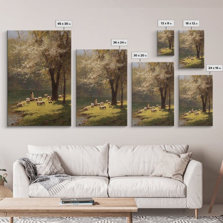 Spring Meadow Grace – Framed Canvas Print – Christian Wall Art – Christian Art Canvas – Pastoral Scenery – Christian Painting – Unique Chri