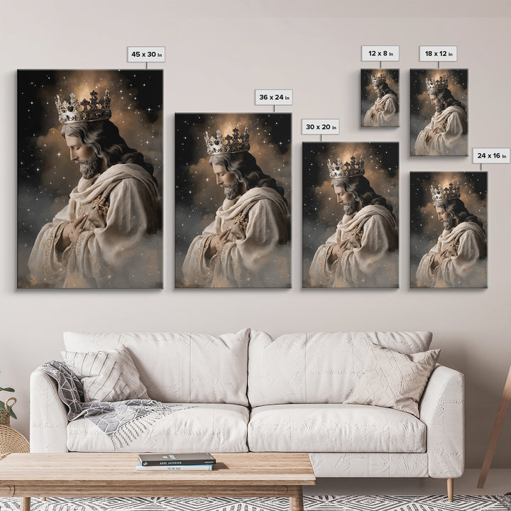 Celestial Shepherd King - Framed Canvas Print - Christian Wall Art - Jesus Painting - Christian Art Canvas - Christian Decor - Christmas Ar