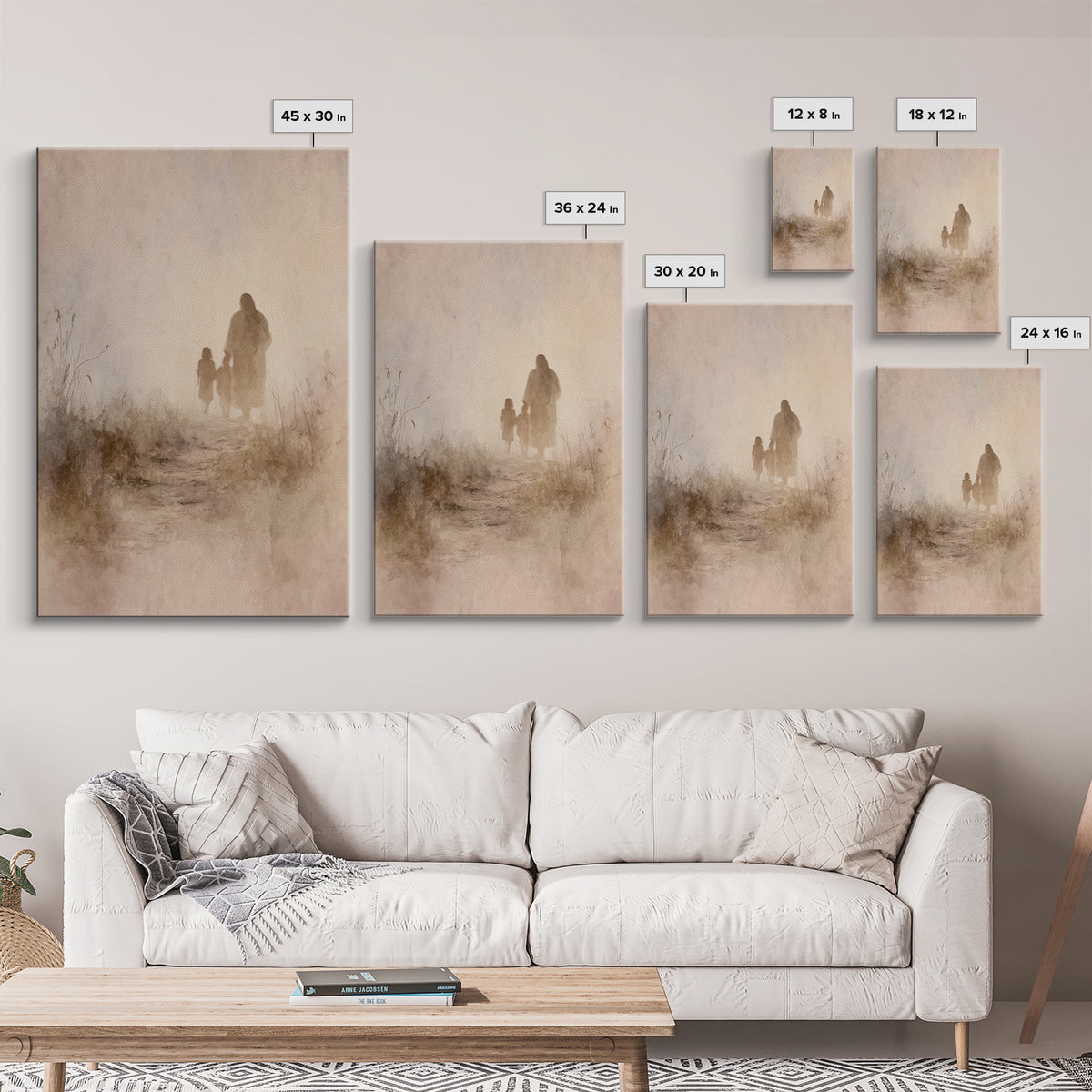 Evening Path Peace, Framed Canvas Print, Christian Art Canvas, Jesus Painting, Christian Wall Art, Christmas Art, Christian Gift