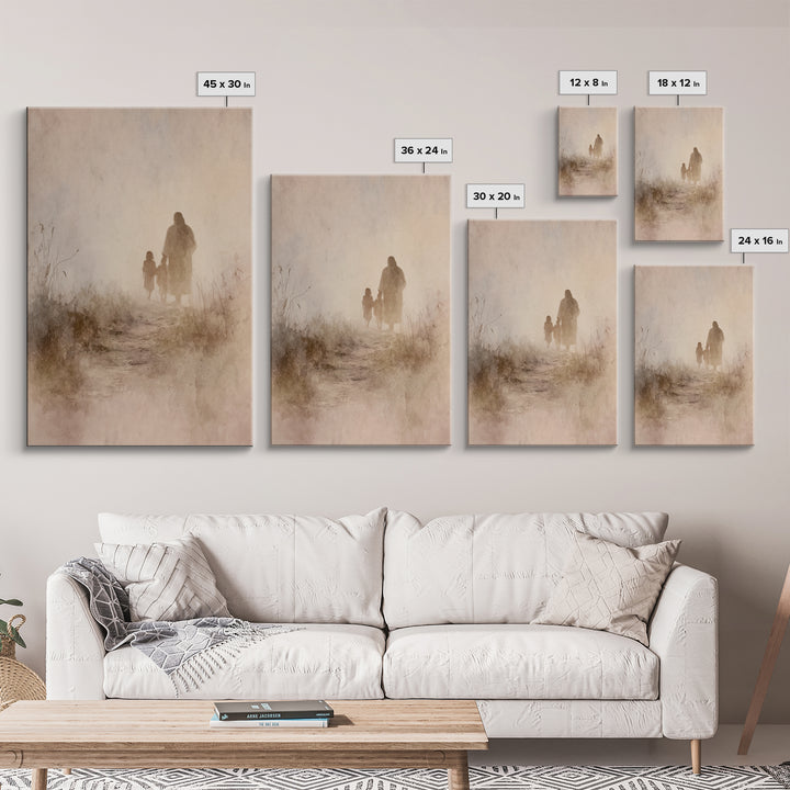 Evening Path Peace, Framed Canvas Print, Christian Art Canvas, Jesus Painting, Christian Wall Art, Christmas Art, Christian Gift