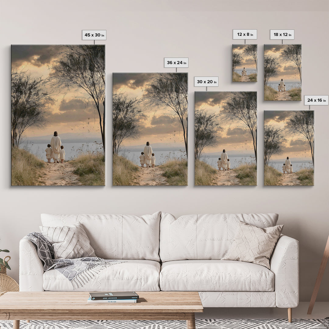 Twilight Shore Hope | Framed Canvas Print | Christian Wall Art | Christian Art Canvas | Jesus Painting | Christian Christmas Art | Christia