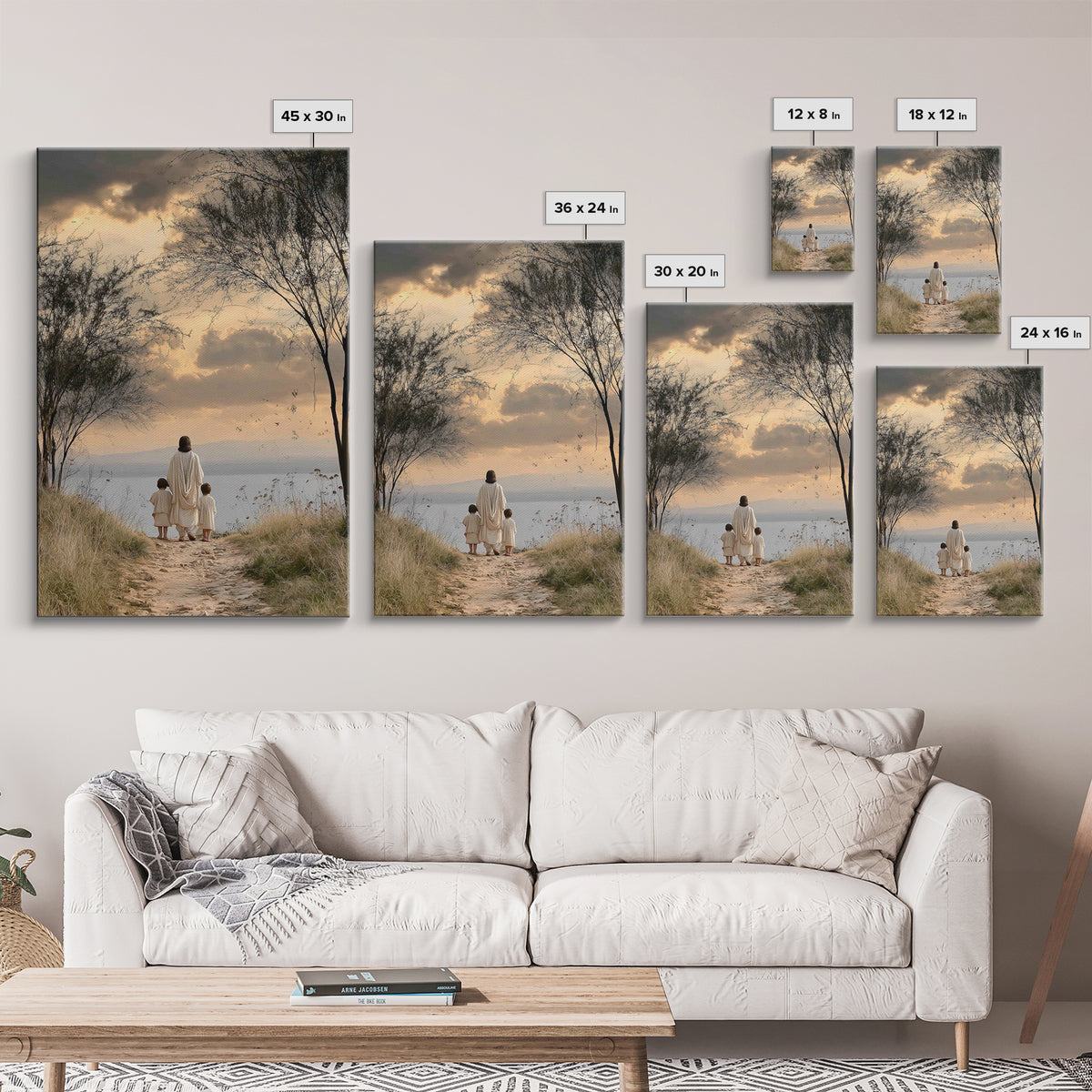 Twilight Shore Hope | Framed Canvas Print | Christian Wall Art | Christian Art Canvas | Jesus Painting | Christian Christmas Art | Christia