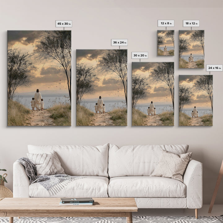 Twilight Shore Hope | Framed Canvas Print | Christian Wall Art | Christian Art Canvas | Jesus Painting | Christian Christmas Art | Christia