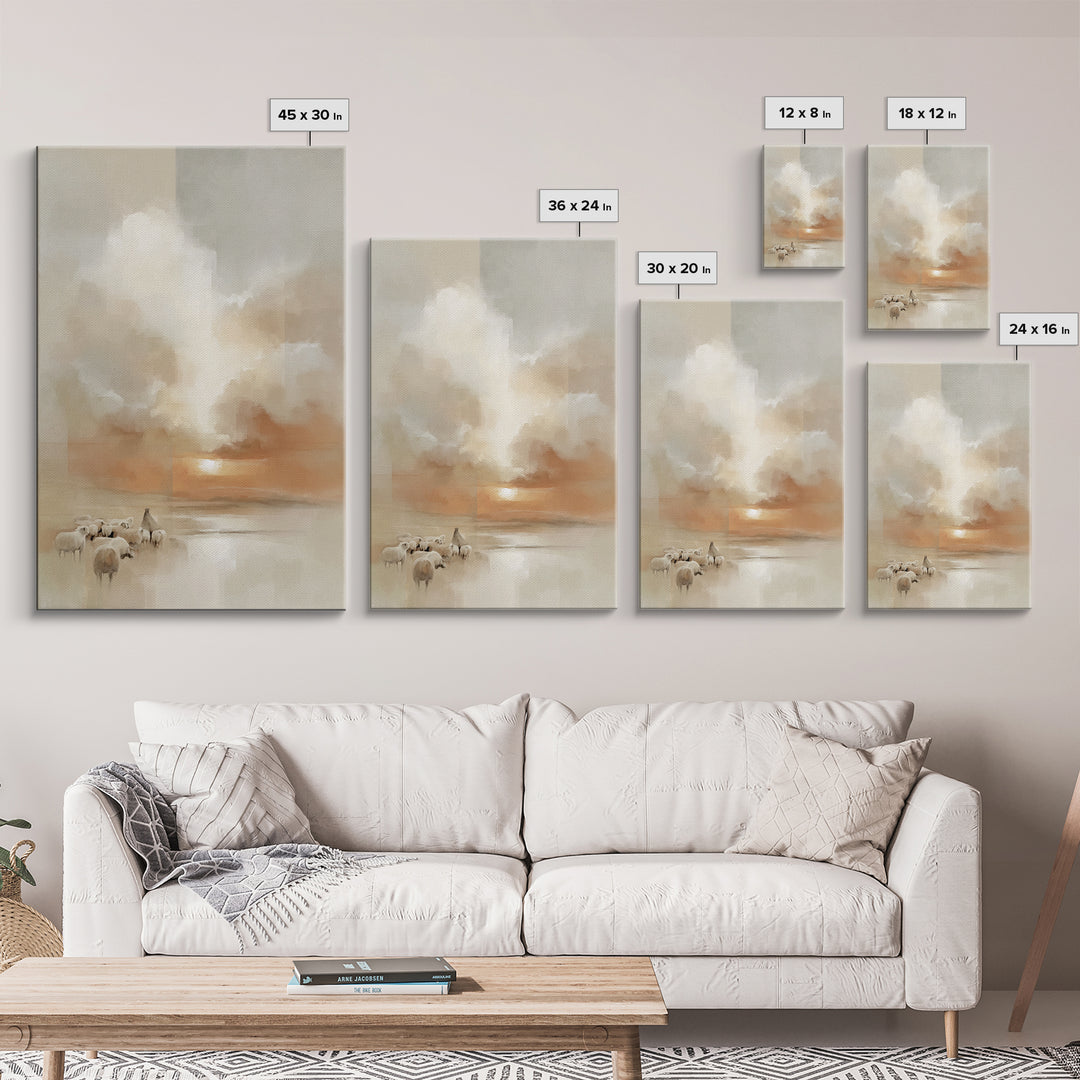Heavenly Dawn – Framed Canvas Print – Christian Art Canvas – Christmas Wall Art – Christian Painting – Christian Decor – Subtle Christian A