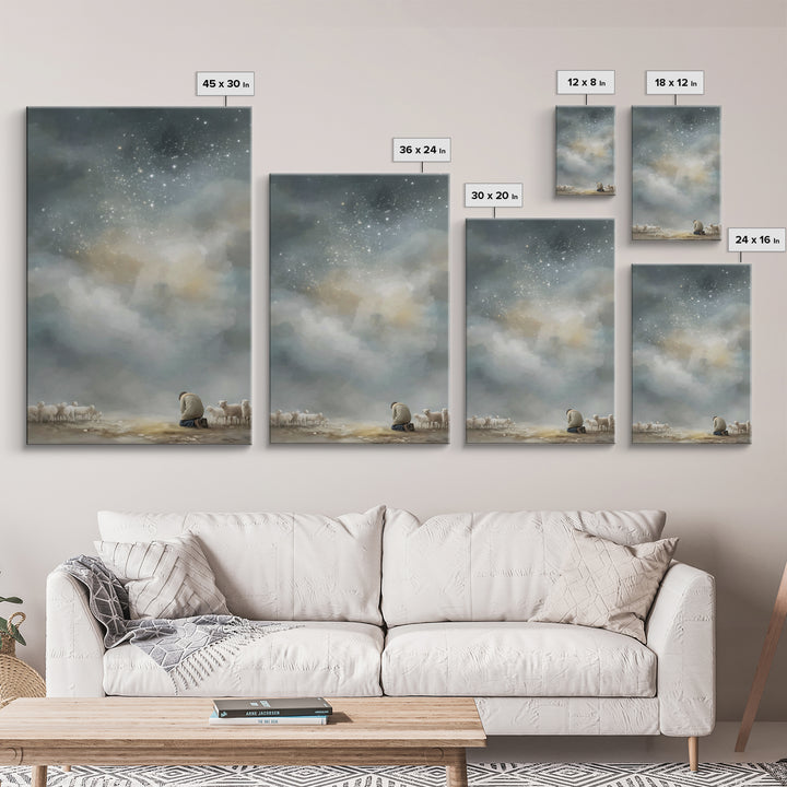 Kneeling In Faith – Framed Canvas Print – Christian Art – Christian Wall Art – Christian Art Canvas – Pastoral Scenery – Subtle Christian A