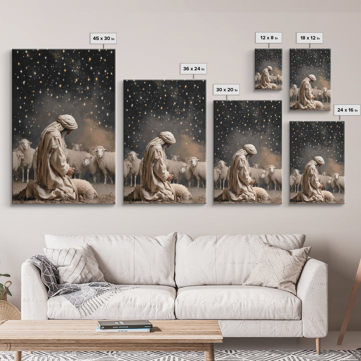 Starry Night Prayer – Framed Canvas Print – Christian Wall Art – Christian Art Canvas – Christian Painting – Subtle Christian Art – Christi