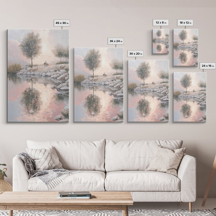 Pasture Reflections – Framed Canvas Print – Christian Wall Art – Christian Art Canvas – Moody Christian Art – Christmas Art – Christian Pai