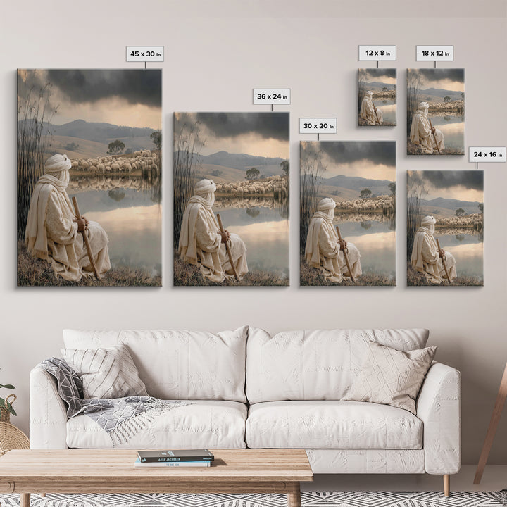 Shepherd’s Watch – Framed Canvas Print – Christian Wall Art – Christian Art Canvas – Christian Painting – Moody Christian Art – Christmas A