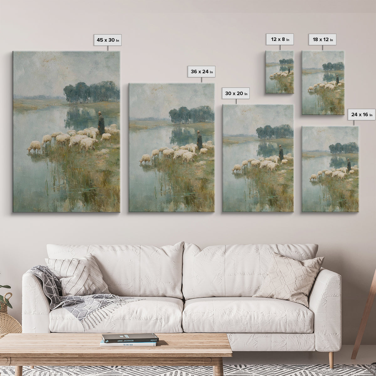 Pastoral Grace – Framed Canvas Print – Christian Wall Art – Christian Art Canvas – Jesus Painting – Christian Christmas Art – Christian Dec