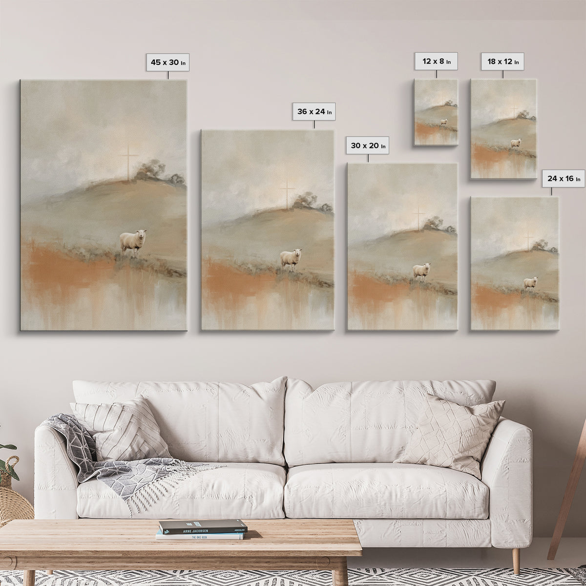 Crosslight Meadow | Framed Canvas Print | Christian Art | Christian Wall Art | Modern Christian Art | Christian Christmas Art | Jesus Paint