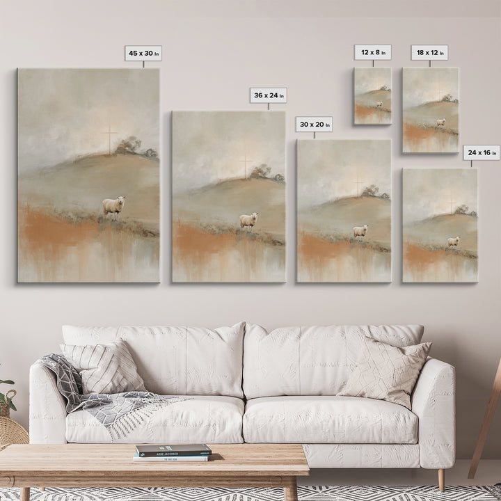 Crosslight Meadow | Framed Canvas Print | Christian Art | Christian Wall Art | Modern Christian Art | Christian Christmas Art | Jesus Paint