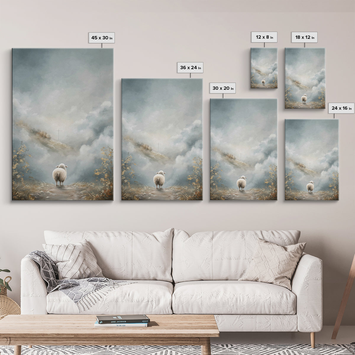 Heavenbound Lamb – Framed Canvas Print – Christian Christmas Art – Christian Wall Art – Christian Art Print – Modern Christian Art – Jesus