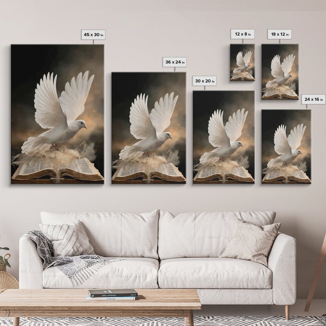 Dove Of Revelation – Framed Canvas Print – Christian Wall Art – Moody Christian Art – Christian Art Canvas – Christian Christmas Art – Chri