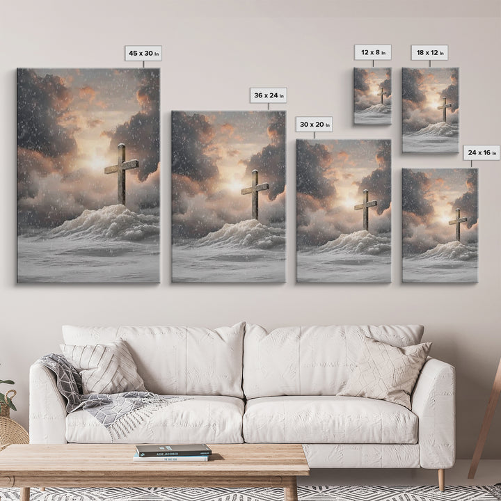 Winter Cross Hope – Framed Canvas Print – Christian Wall Art – Christian Art Canvas – Moody Christmas Art – Christian Decor – Christmas Art