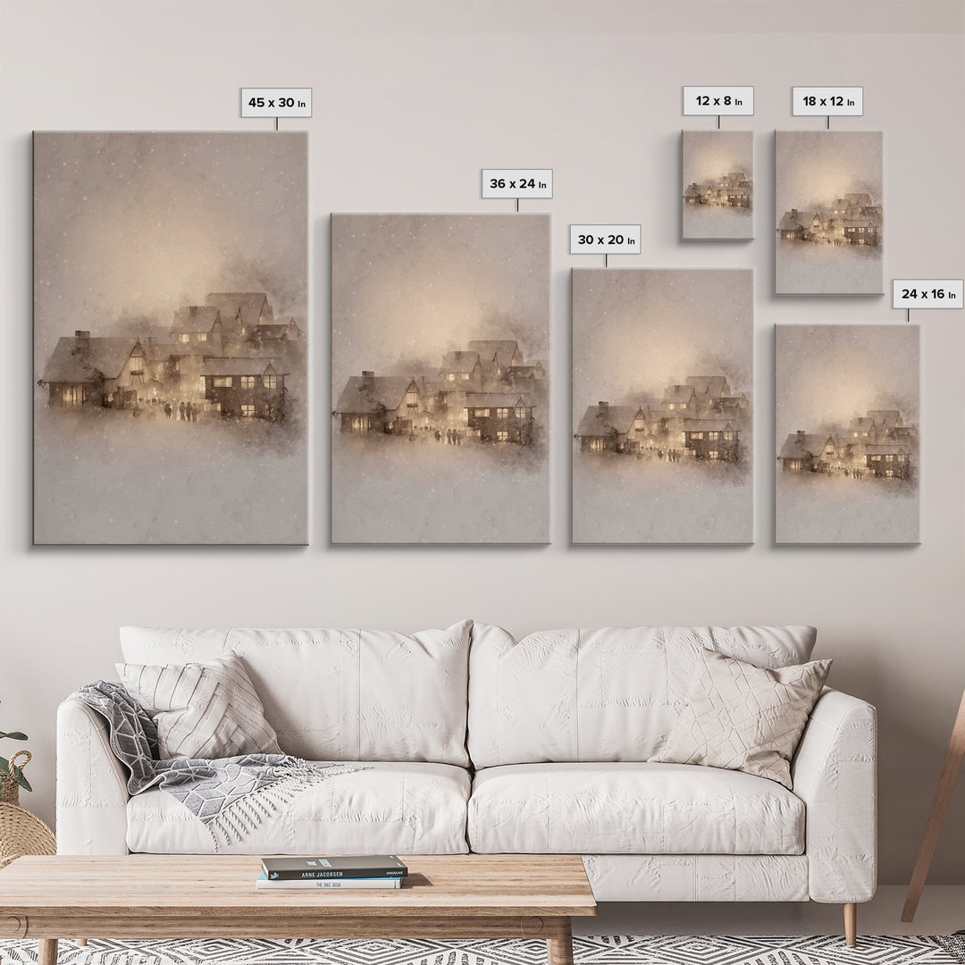 Holy Hearth Glow – Framed Canvas Print – Christian Art Canvas – Christmas Wall Art – Christian Christmas Art – Moody Christmas Art – Christ