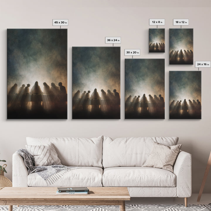 Sacred Supper Light – Framed Canvas Print – Jesus Painting – Christian Wall Art – Large Christian Painting – Christian Art Canvas – Modern