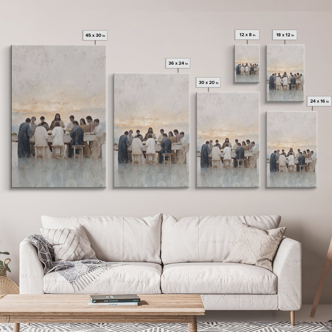 Dawn Of Communion – Framed Canvas Print – Christian Art Print – Jesus Painting – Christian Wall Art – Christian Art Canvas – Minimalist Chr