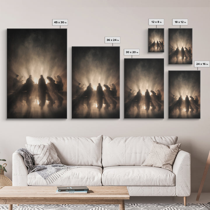 Glory At The Table | Framed Canvas Print | Christian Wall Art | Jesus Painting | Christian Art Canvas | Moody Christian Art | Unique Christ