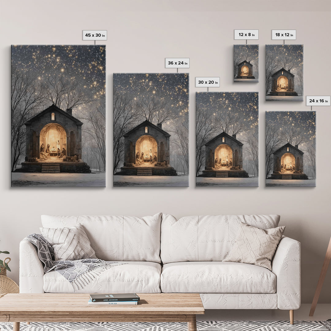 Starborn Nativity – Framed Canvas Print – Christian Christmas Art – Christmas Wall Art – Christmas Art Prints – Christian Art Canvas – Fram