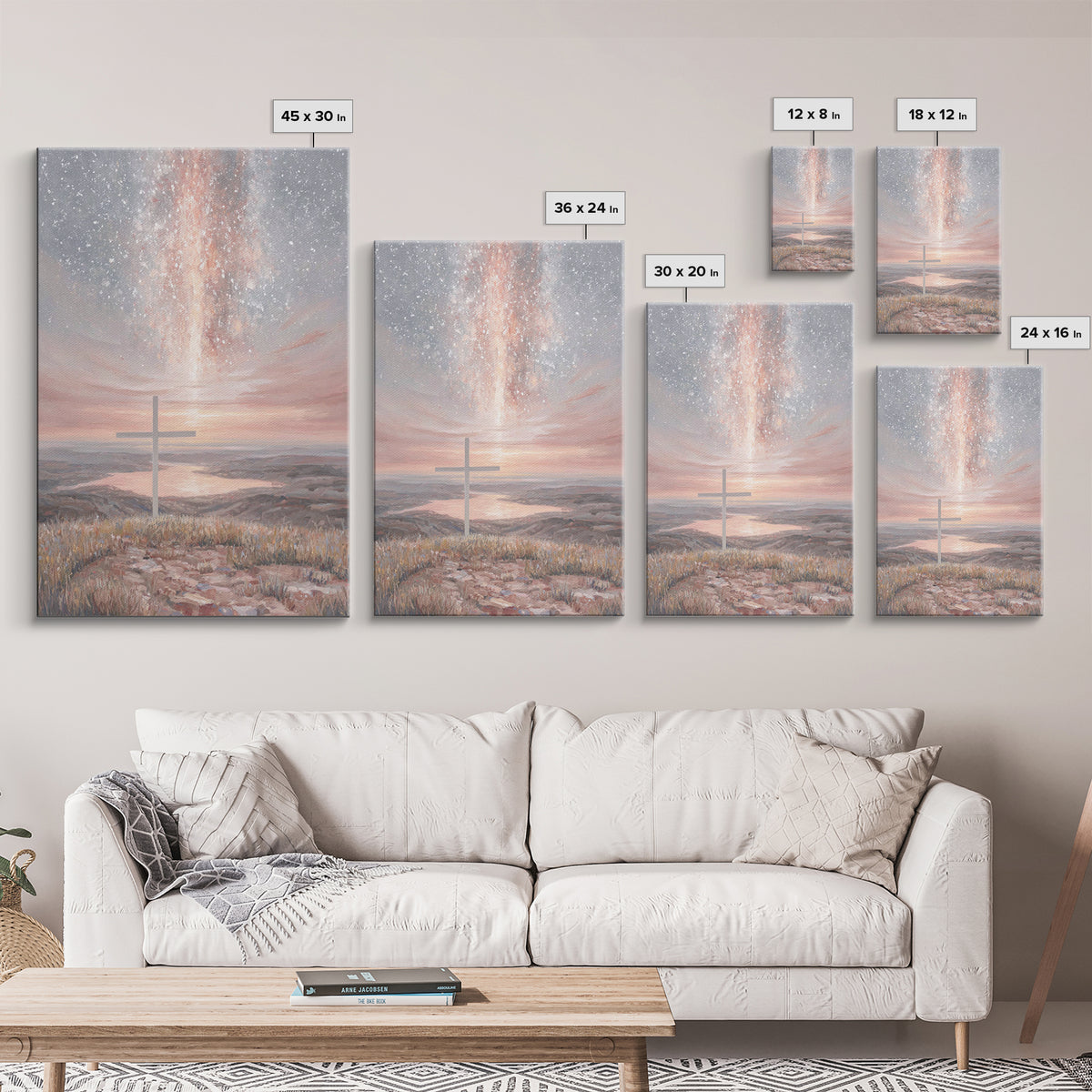 Heavenly Cross Glow - Framed Canvas Print - Christian Wall Art - Christian Art Canvas - Jesus Painting - Christian Christmas Art