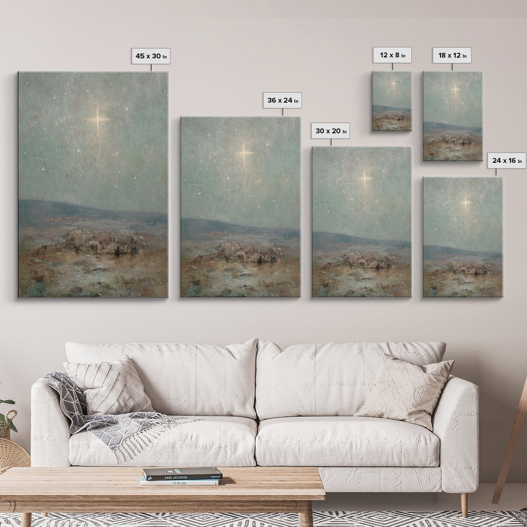 Bethlehem Sky Light - Framed Canvas Print - Christian Art Print - Christian Wall Art - Christian Christmas Art - Jesus Christmas Art - Chri