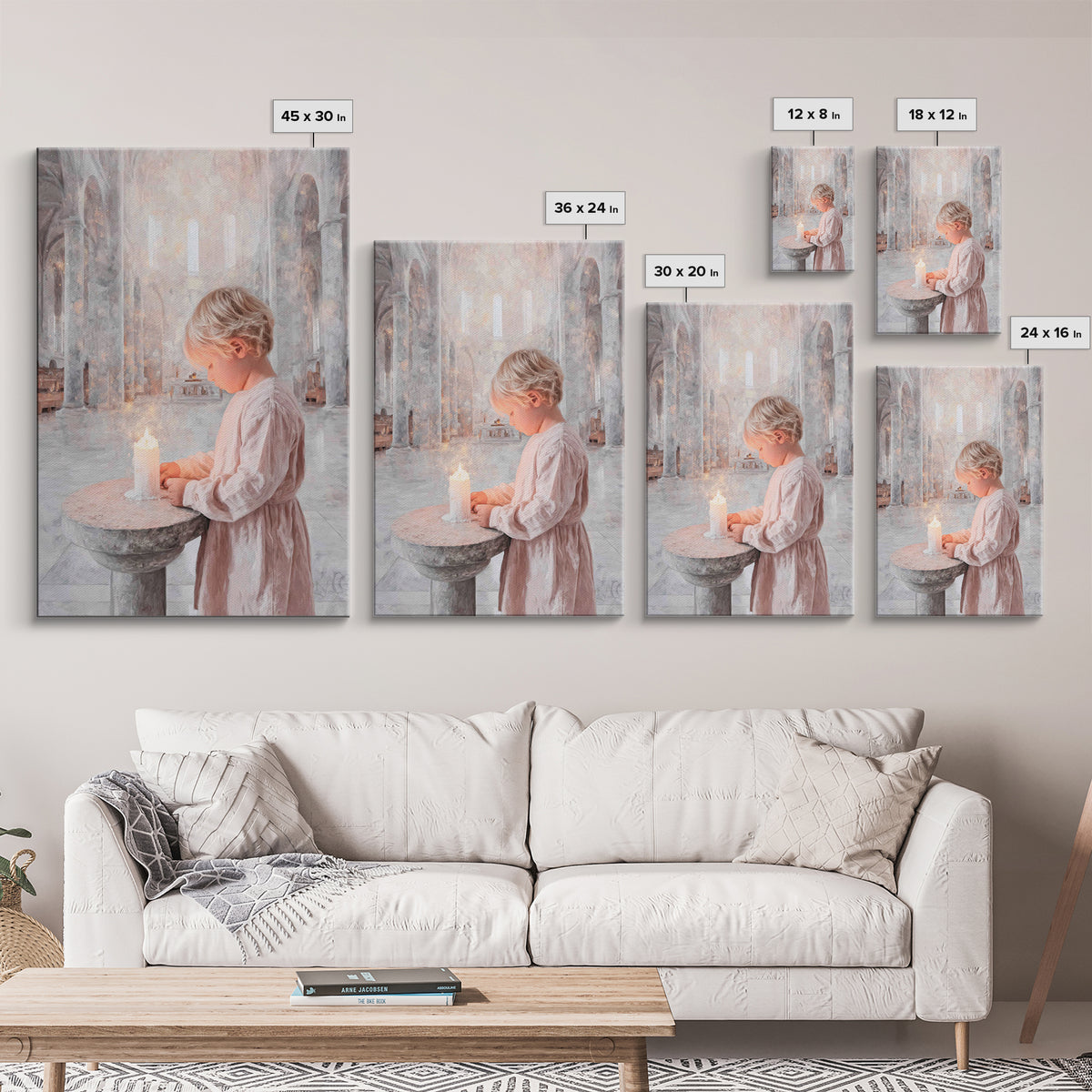 Quiet Candle Prayer – Framed Canvas Print – Christian Christmas Art – Christian Art Print – Christian Wall Art – Subtle Christian Art – Chr