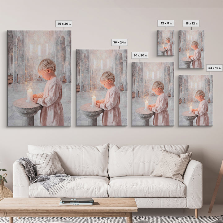 Quiet Candle Prayer – Framed Canvas Print – Christian Christmas Art – Christian Art Print – Christian Wall Art – Subtle Christian Art – Chr