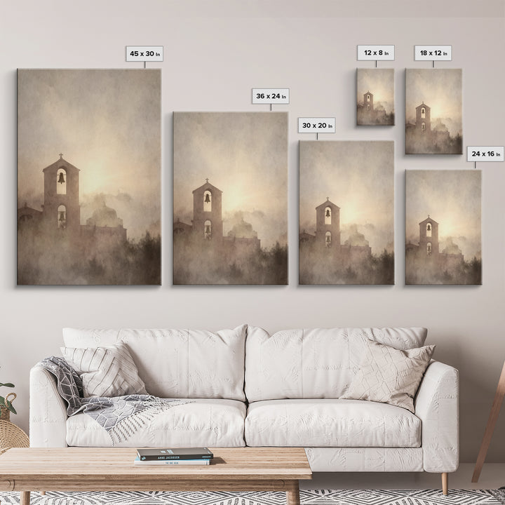 Bell Tower Peace – Framed Canvas Print – Christian Wall Art – Christian Art Painting – Christian Art Canvas – Subtle Christian Art – Christ