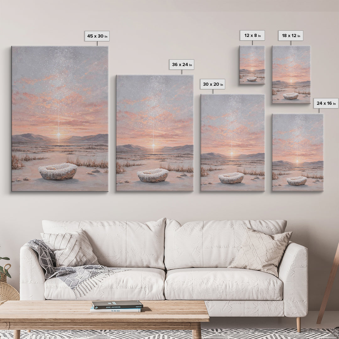 Starry Dawn Birth – Framed Canvas Print – Christian Christmas Art – Christian Art Canvas – Christian Wall Art – Jesus Christmas Art – Chris