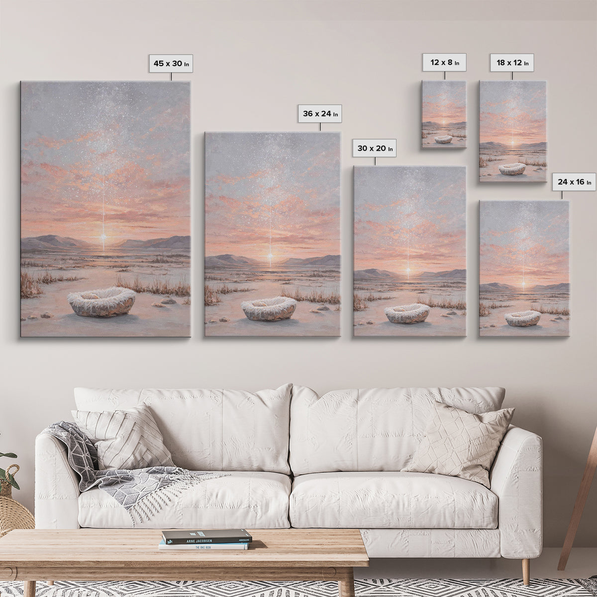 Starry Dawn Birth – Framed Canvas Print – Christian Christmas Art – Christian Art Canvas – Christian Wall Art – Jesus Christmas Art – Chris