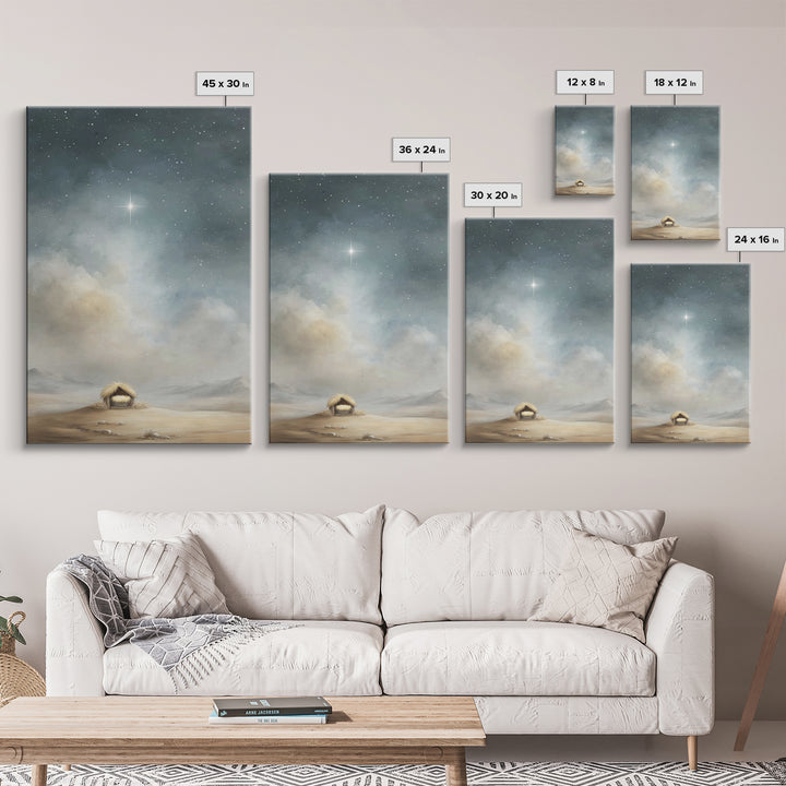Nativity Sky Wonder – Framed Canvas Print – Christian Christmas Art – Christian Wall Art – Christian Art Canvas – Christmas Art Work – Jesu