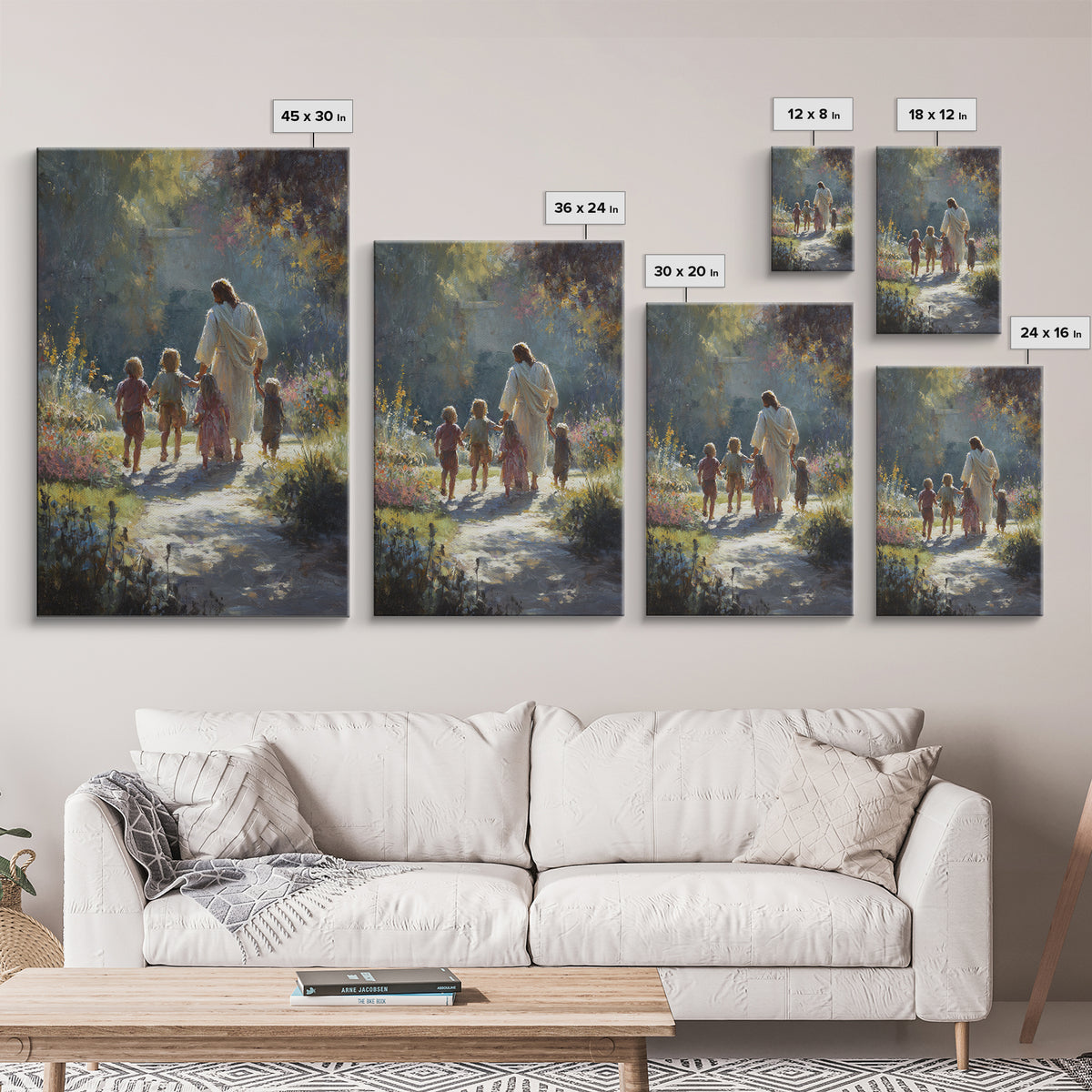 Garden Path Grace – Framed Canvas Print – Christian Wall Art – Jesus Painting – Christian Art Canvas – Christian Decor – Christmas Art