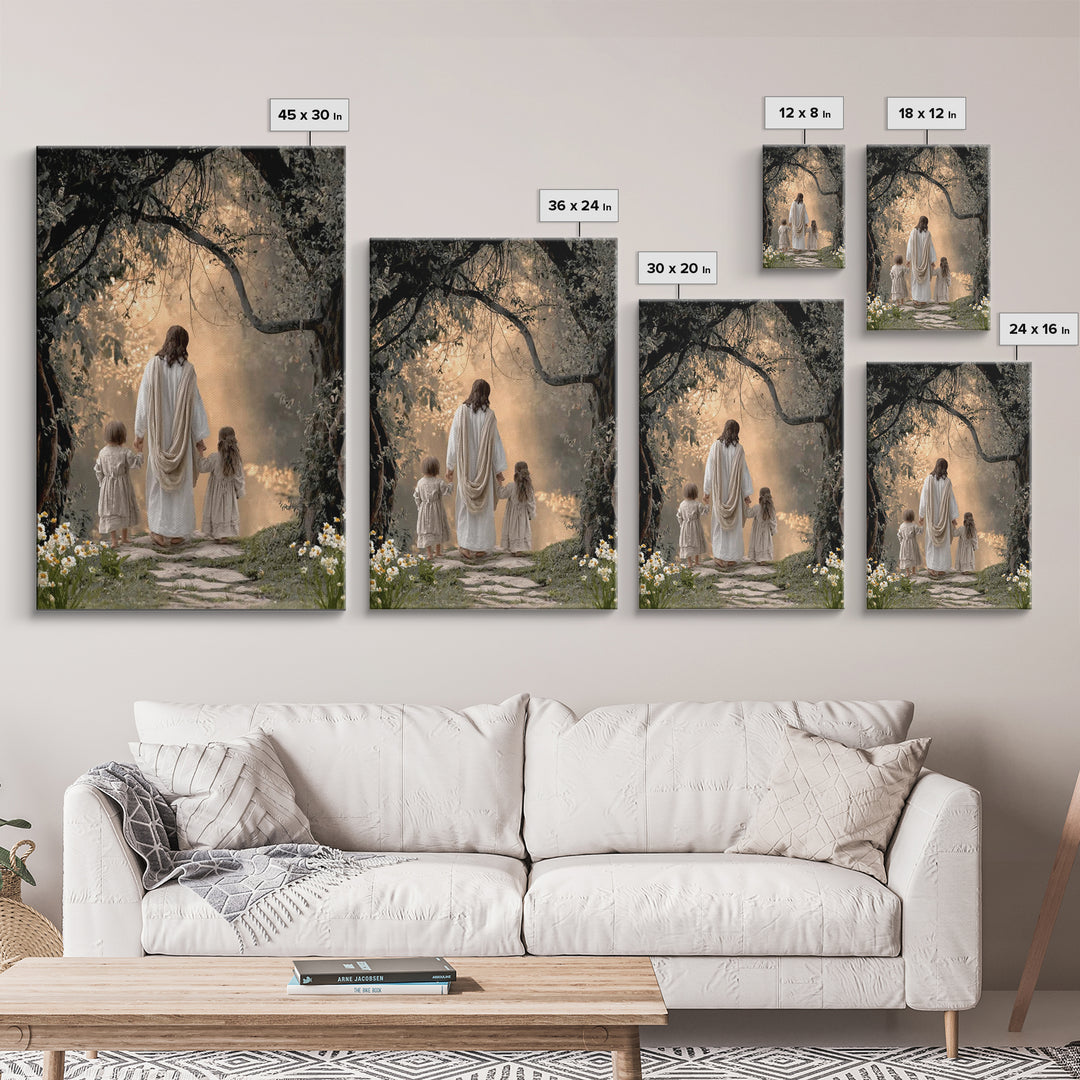 Golden Path Hope, Framed Canvas Print, Christian Wall Art, Christian Art Canvas, Jesus Painting, Christian Decor, Christian Christmas Art