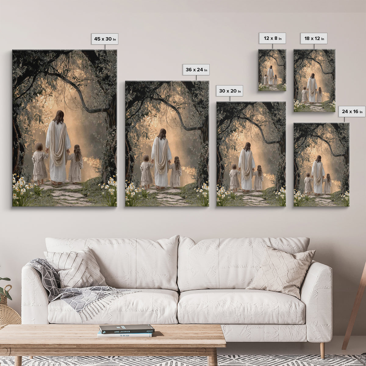 Golden Path Hope, Framed Canvas Print, Christian Wall Art, Christian Art Canvas, Jesus Painting, Christian Decor, Christian Christmas Art