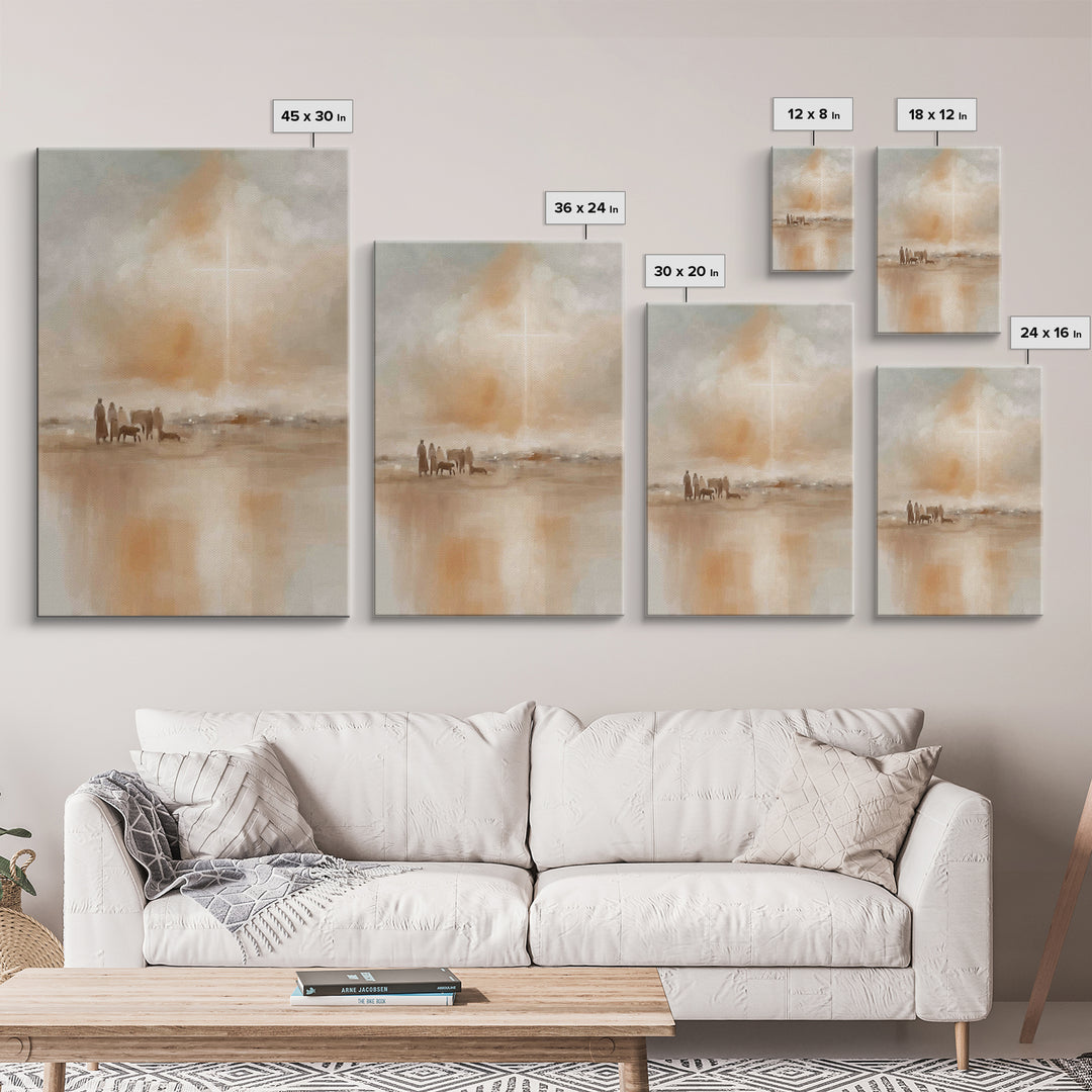 Calm Horizon Grace – Framed Canvas Print – Christian Art Canvas – Christian Wall Art – Jesus Painting – Christian Decor – Christmas Art