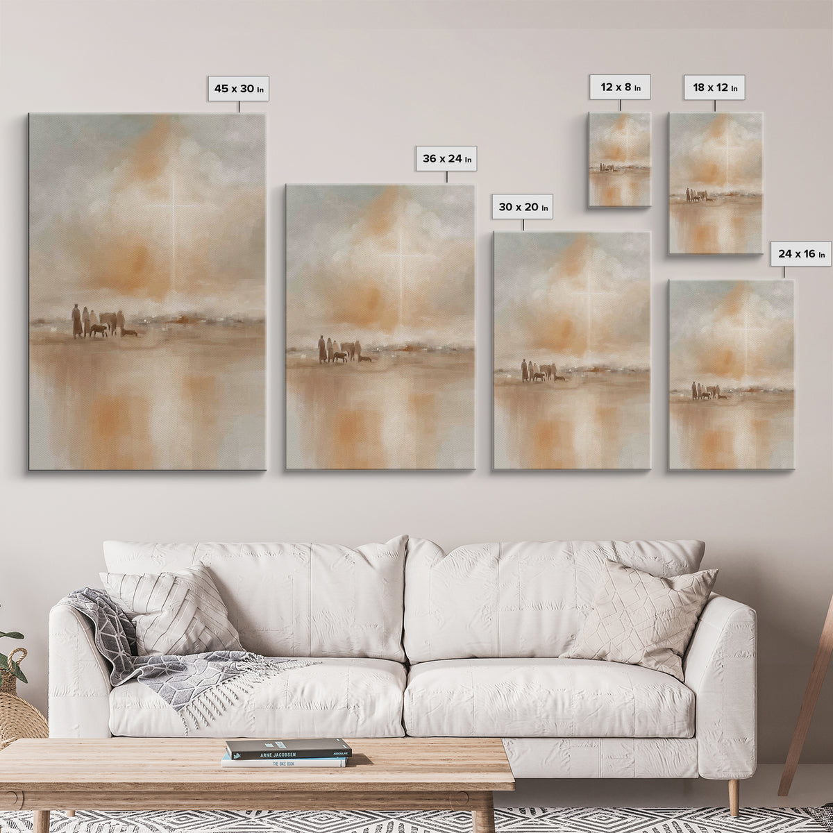 Calm Horizon Grace – Framed Canvas Print – Christian Art Canvas – Christian Wall Art – Jesus Painting – Christian Decor – Christmas Art