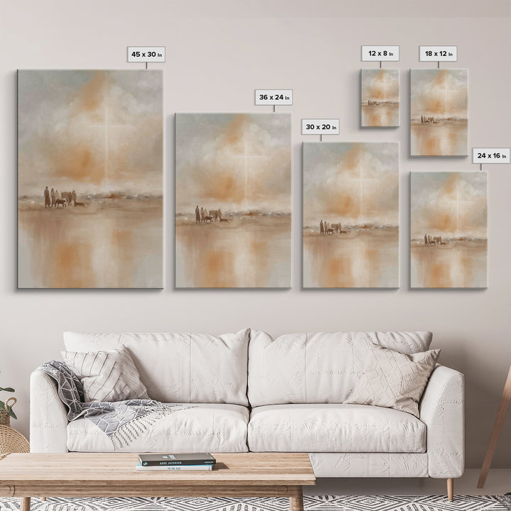 Calm Horizon Grace – Framed Canvas Print – Christian Art Canvas – Christian Wall Art – Jesus Painting – Christian Decor – Christmas Art