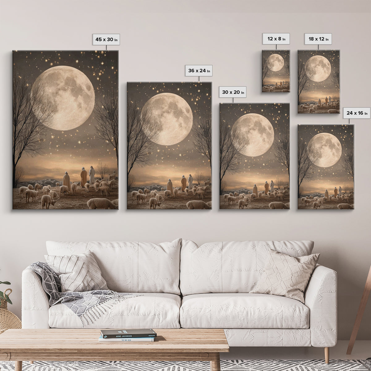 Midnight Shepherds Hope | Framed Canvas Print | Christian Art Canvas | Christmas Art | Christian Wall Art | Jesus Painting | Christian Chri