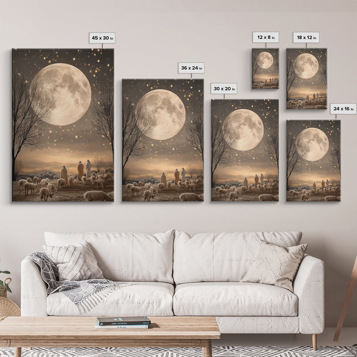 Midnight Shepherds Hope | Framed Canvas Print | Christian Art Canvas | Christmas Art | Christian Wall Art | Jesus Painting | Christian Chri