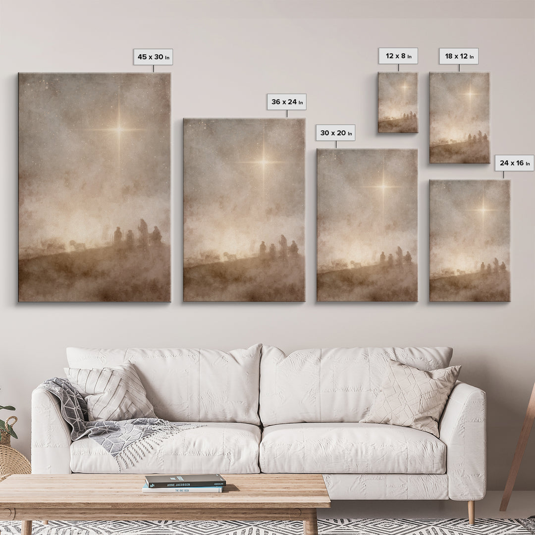 Moonlit Journey Peace, Framed Canvas Print, Christian Wall Art, Christian Art Canvas, Christmas Art, Jesus Painting, Christian Christmas Ar