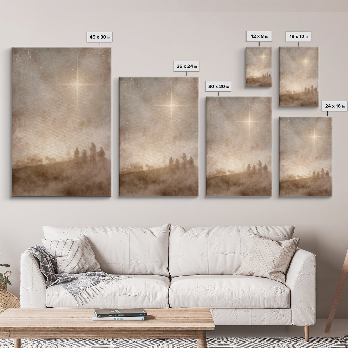 Moonlit Journey Peace, Framed Canvas Print, Christian Wall Art, Christian Art Canvas, Christmas Art, Jesus Painting, Christian Christmas Ar