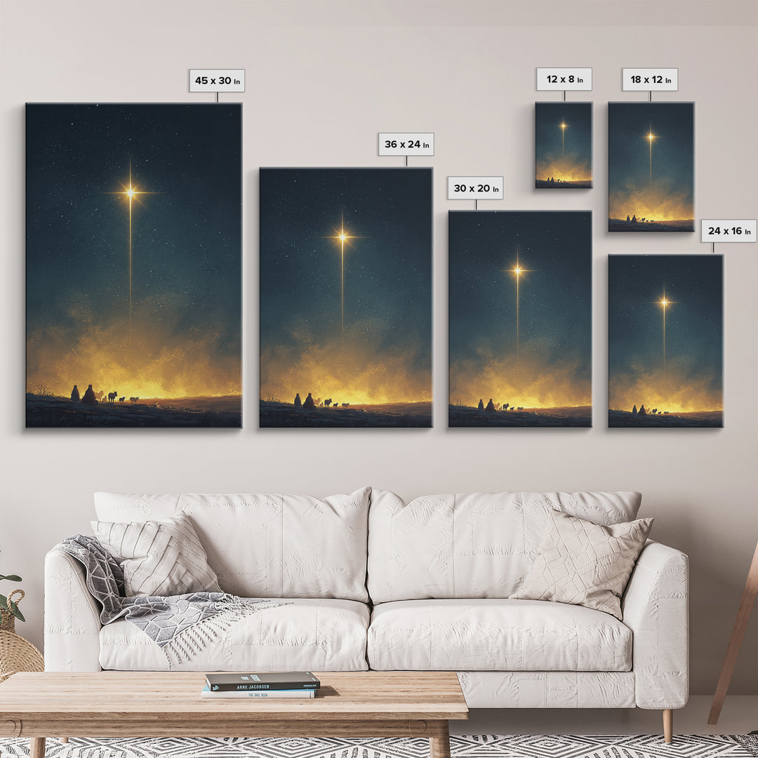 Silent Horizon Star | Framed Canvas Print | Christmas Art | Christian Wall Art | Christian Art Canvas | Jesus Painting | Christian Christma