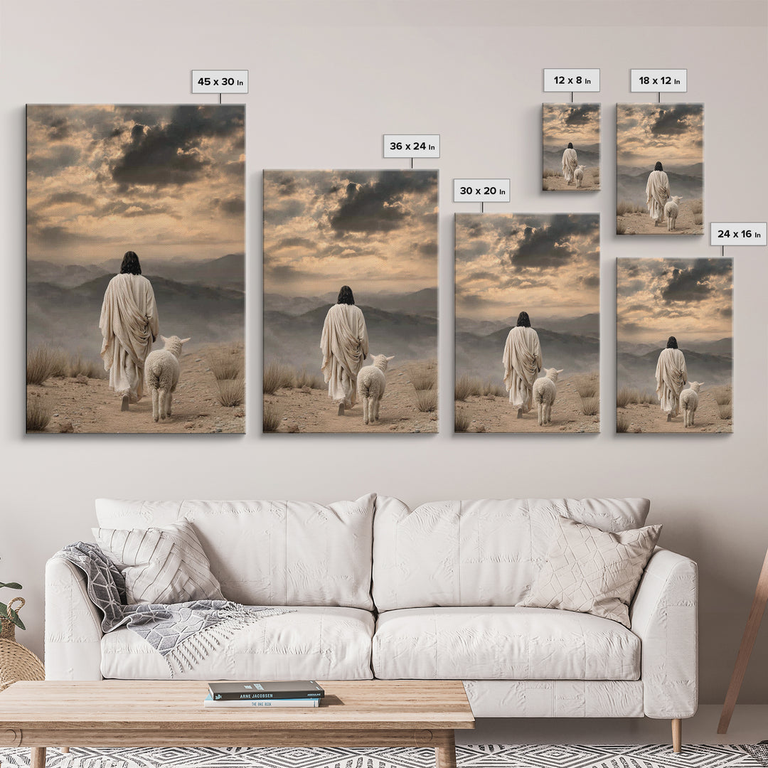 Desert Shepherd Light | Framed Canvas Print | Christian Wall Art | Christian Art Canvas | Jesus Painting | Christian Gift Ideas | Vintage C
